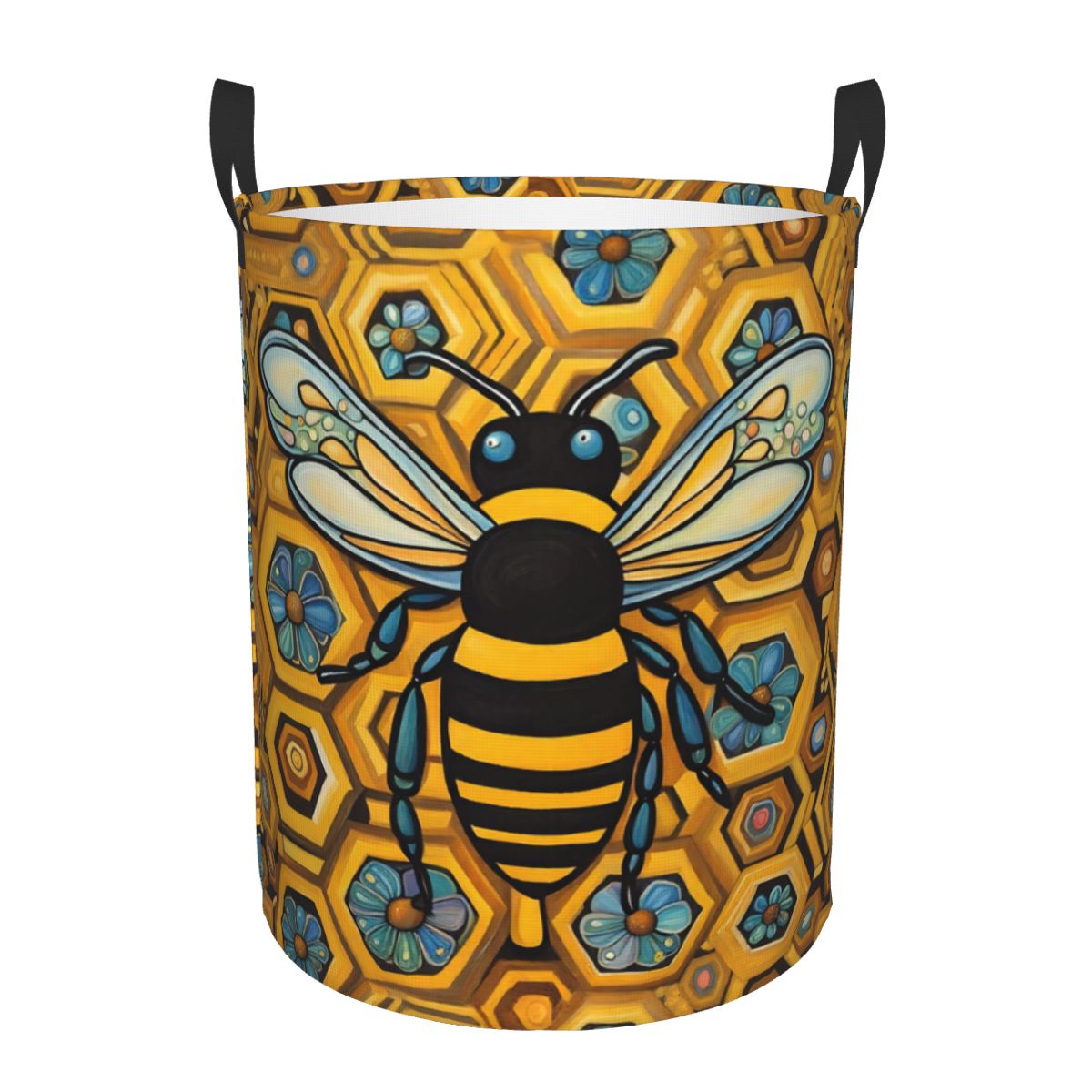 Baby Nursery Laundry Hamper - Bee And Honeycomb Print Laundry Basket