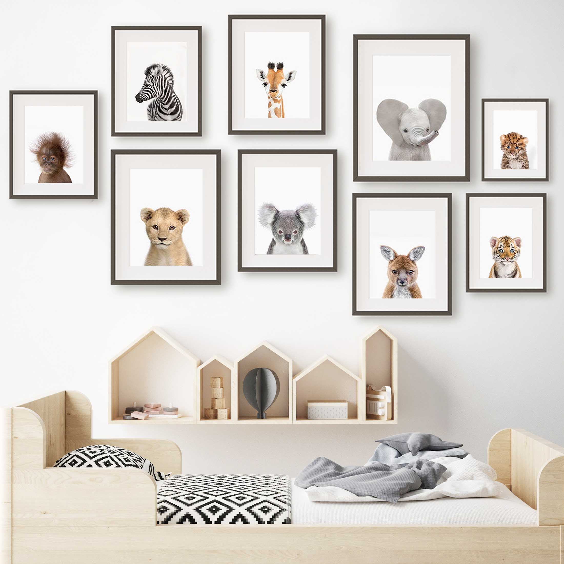 Baby Nursery Jungle Animals - Baby Animal Nursery Wall Art Prints