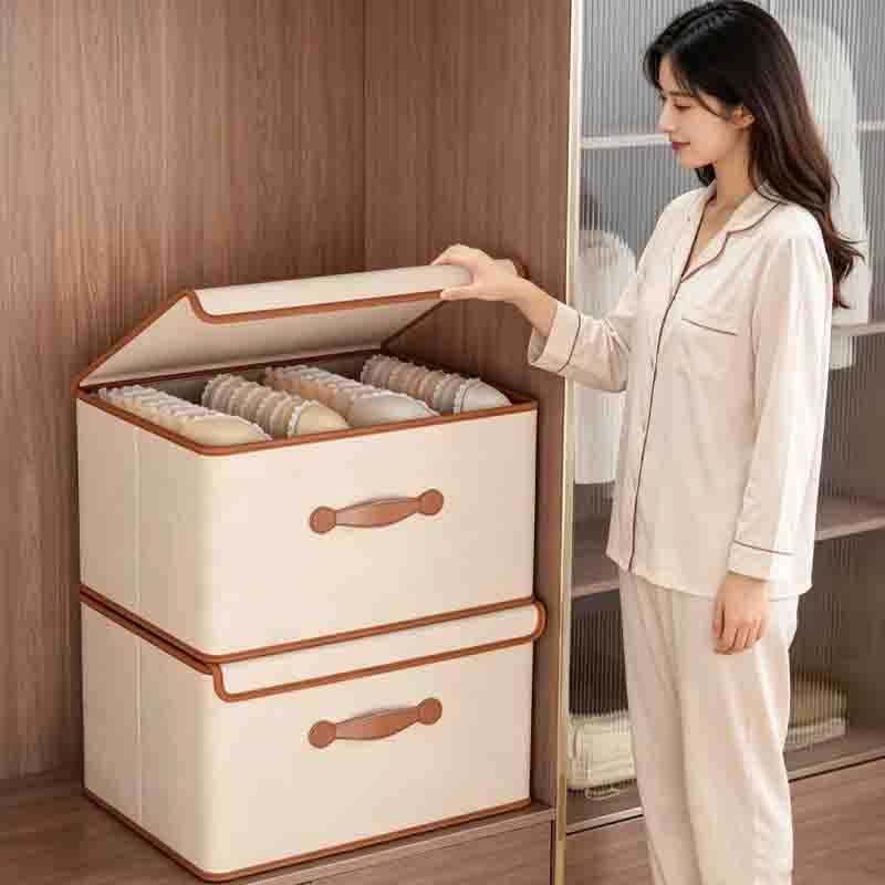 Storage Basket Fabric - Large Capacity with Lid Wardrobe Underwear
