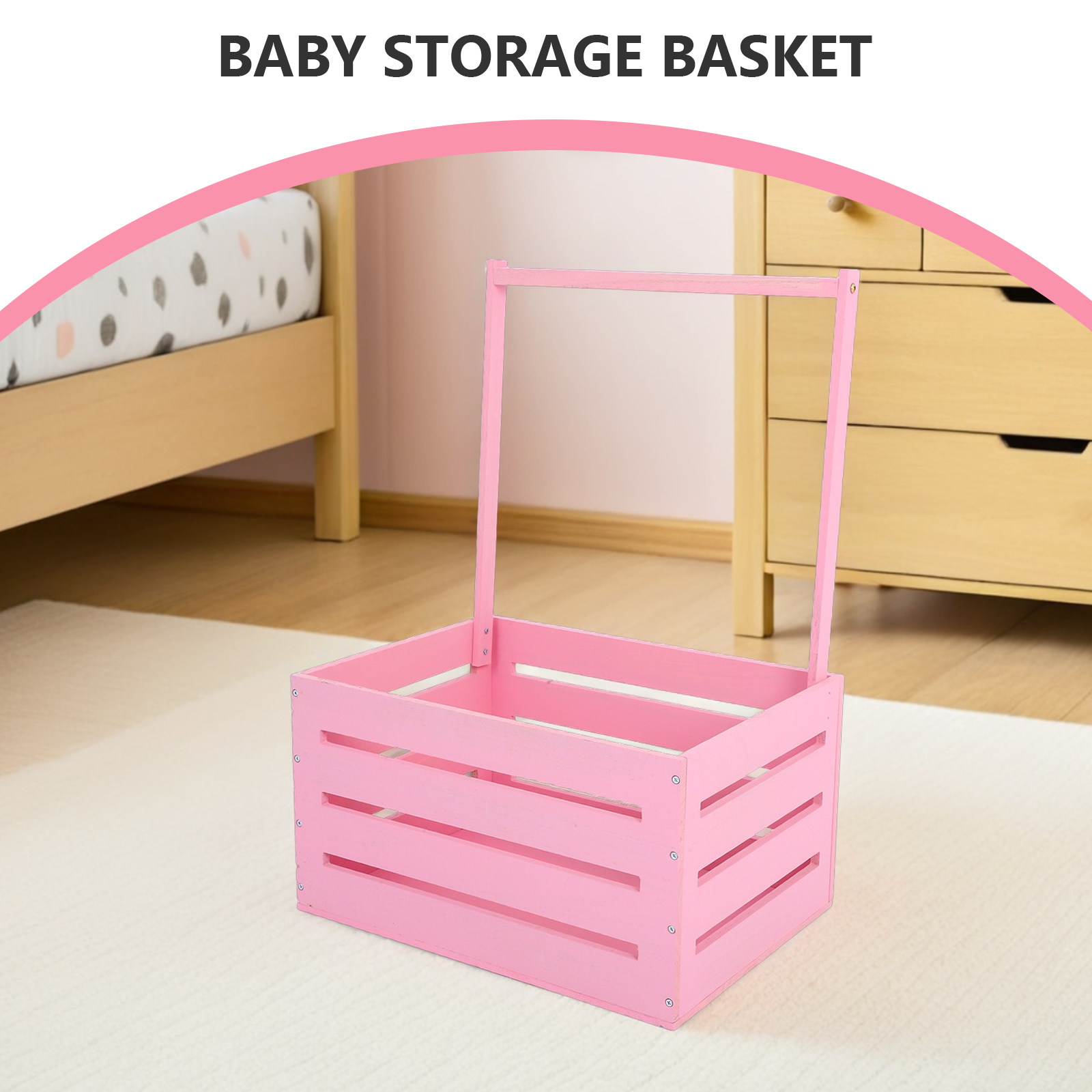Baby Nursery Laundry Hamper - 1pcs Wooden Baby Clothing Storage Basket