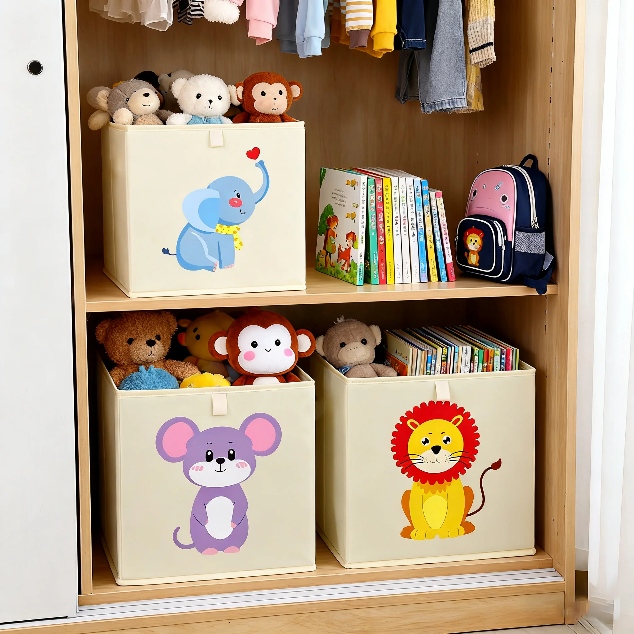 Storage Basket Fabric - Cute Cartoon Kids Storage Basket Toy