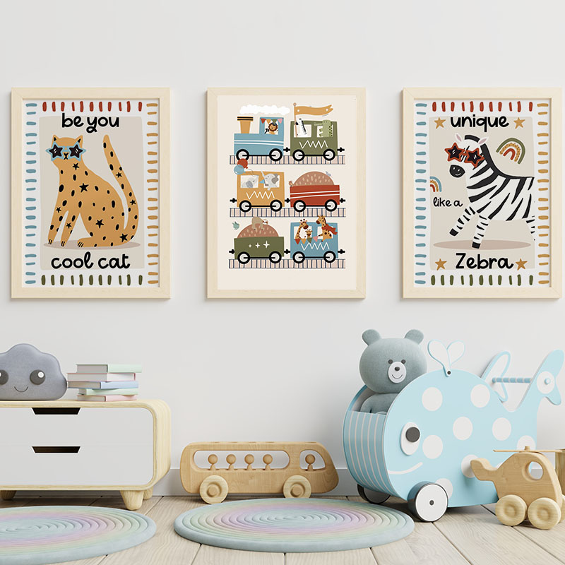 Funny Cartoon Animals Car Bus  - огляд і ціна Baby Nursery Animal Prints