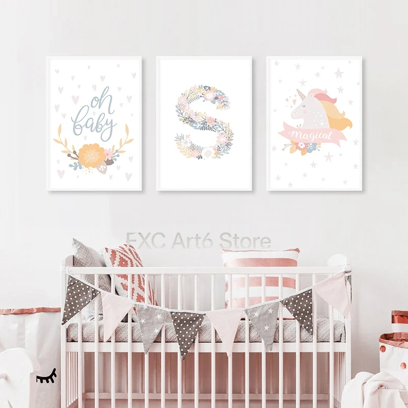 1PC frameless Floral Alphabet  - огляд і ціна Baby Nursery Pink
