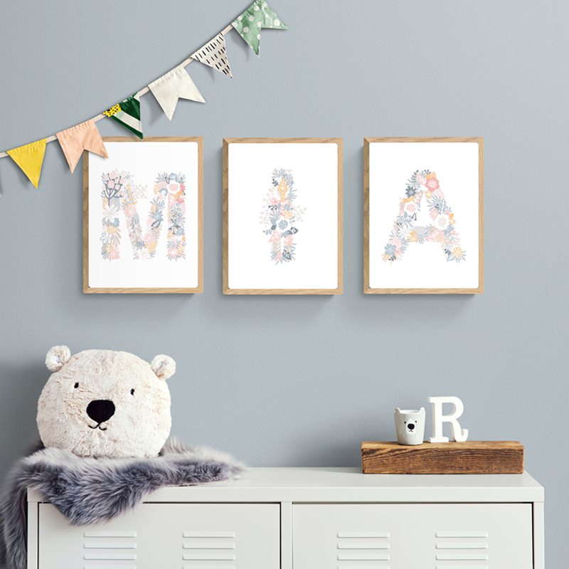 1PC frameless Floral Alphabet  - огляд і ціна Baby Nursery Pink
