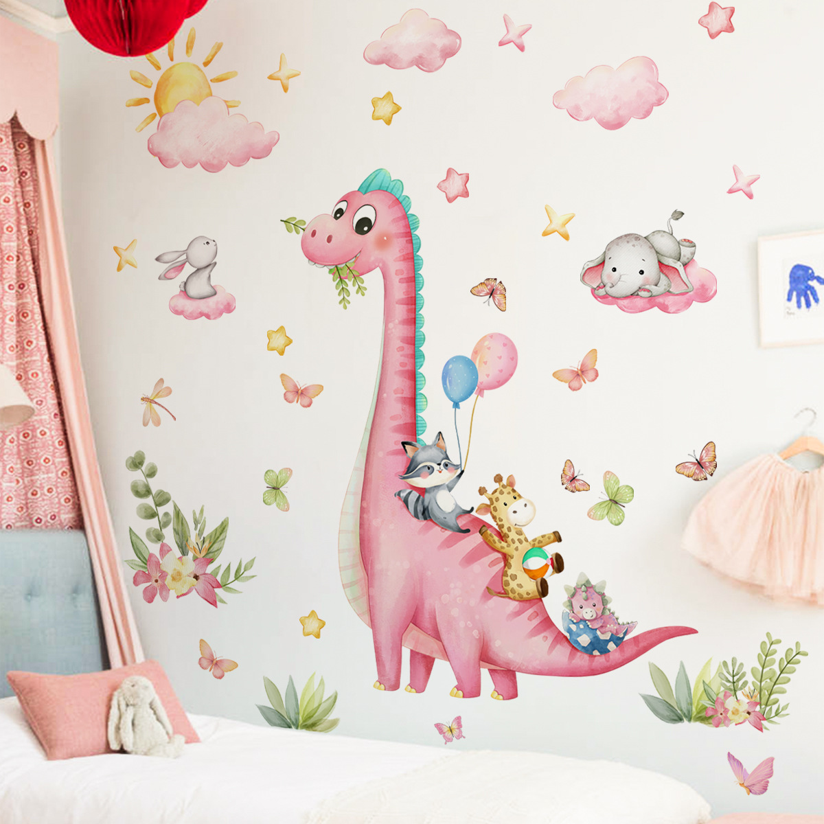 Large Cartoon Pink Dinosaur An - огляд і ціна Baby Nursery Pink