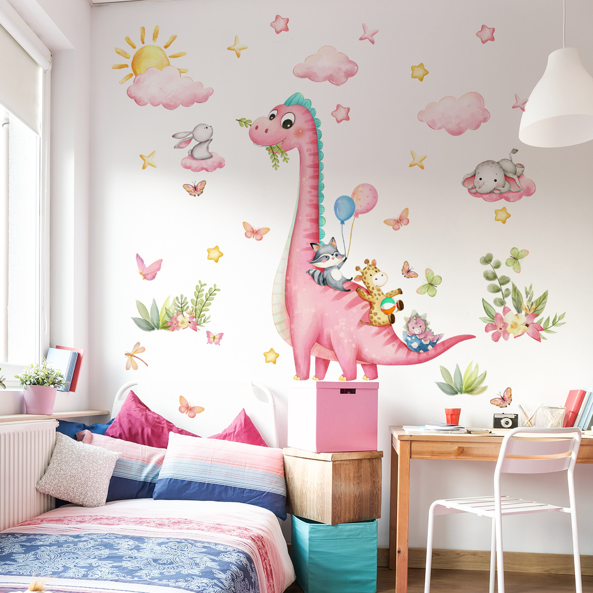 Large Cartoon Pink Dinosaur An - огляд і ціна Baby Nursery Pink