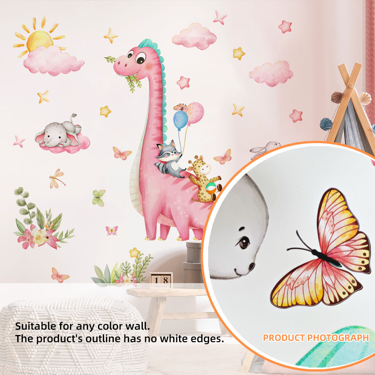Large Cartoon Pink Dinosaur An - огляд і ціна Baby Nursery Pink