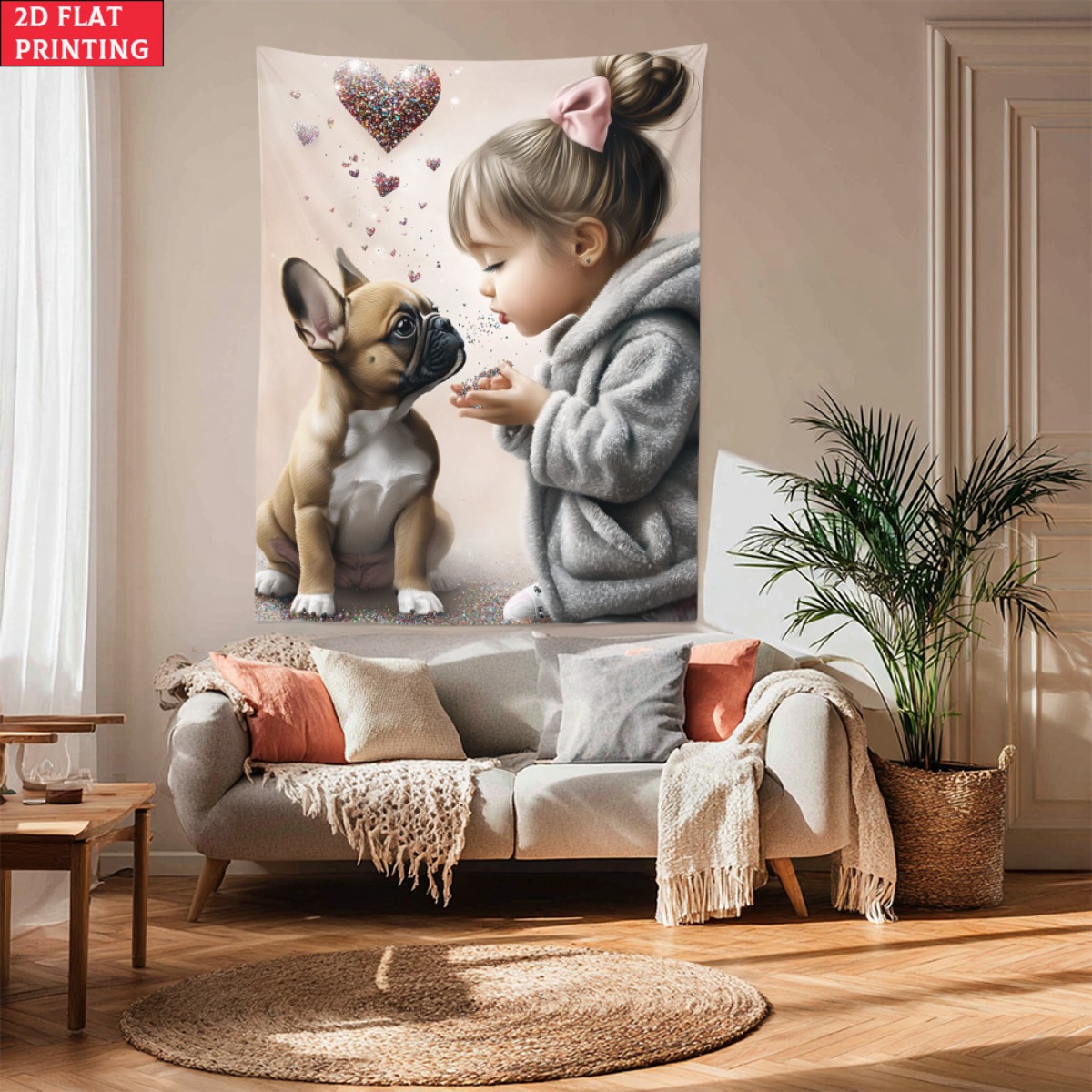 Girl with french bulldog puppy - огляд і ціна Baby Nursery Modern