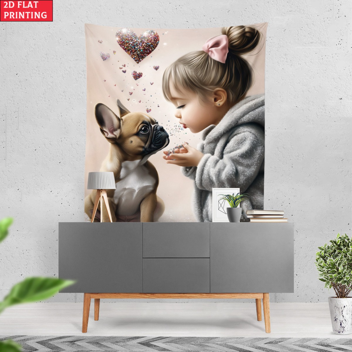 Girl with french bulldog puppy - огляд і ціна Baby Nursery Modern