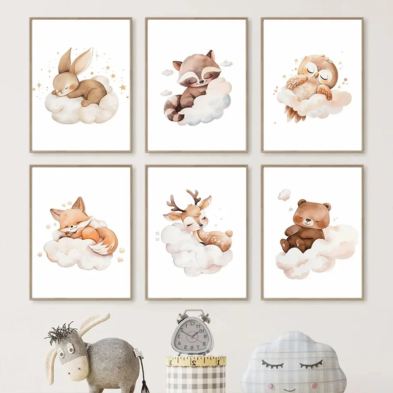 Wall Art Cute Raccoon Fox Deer - огляд і ціна Baby Nursery Murals