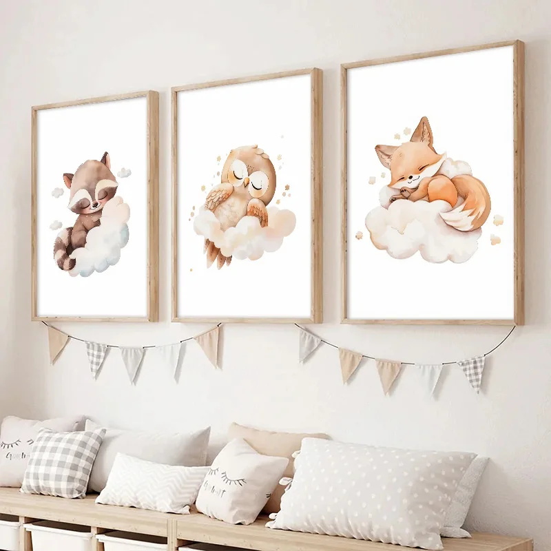 Wall Art Cute Raccoon Fox Deer - огляд і ціна Baby Nursery Murals