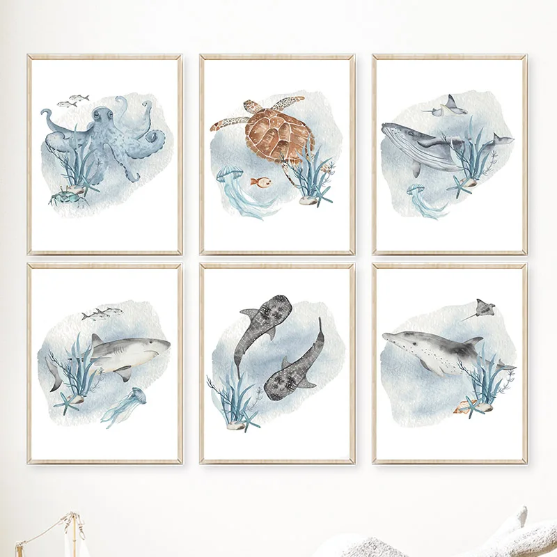 Posters And Prints Whale Fish  - огляд і ціна Baby Nursery Animal Prints