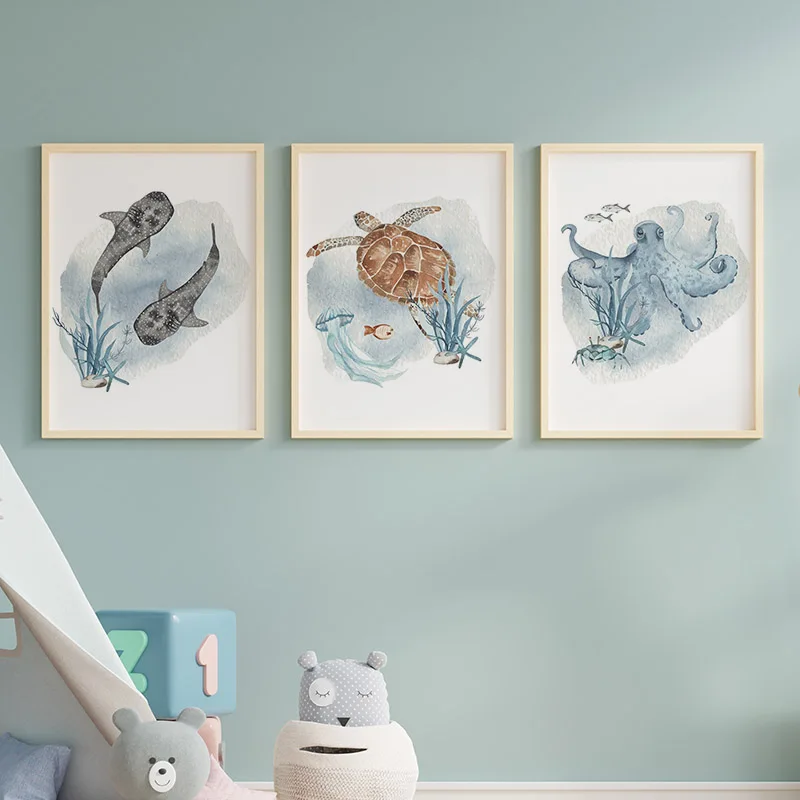 Posters And Prints Whale Fish  - огляд і ціна Baby Nursery Animal Prints