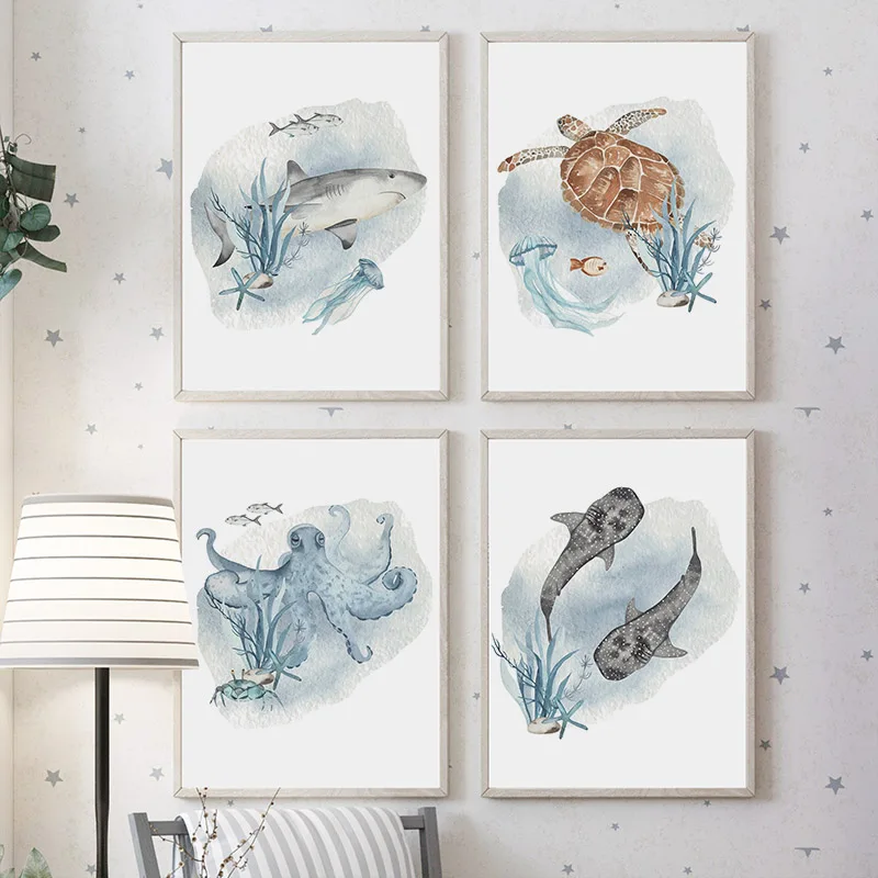 Posters And Prints Whale Fish  - огляд і ціна Baby Nursery Animal Prints