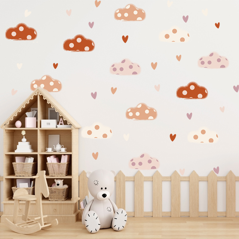 Boho Style Clouds Heart Shape  - огляд і ціна Baby Nursery Murals