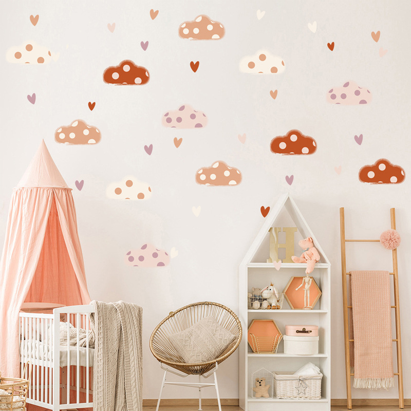 Boho Style Clouds Heart Shape  - огляд і ціна Baby Nursery Murals