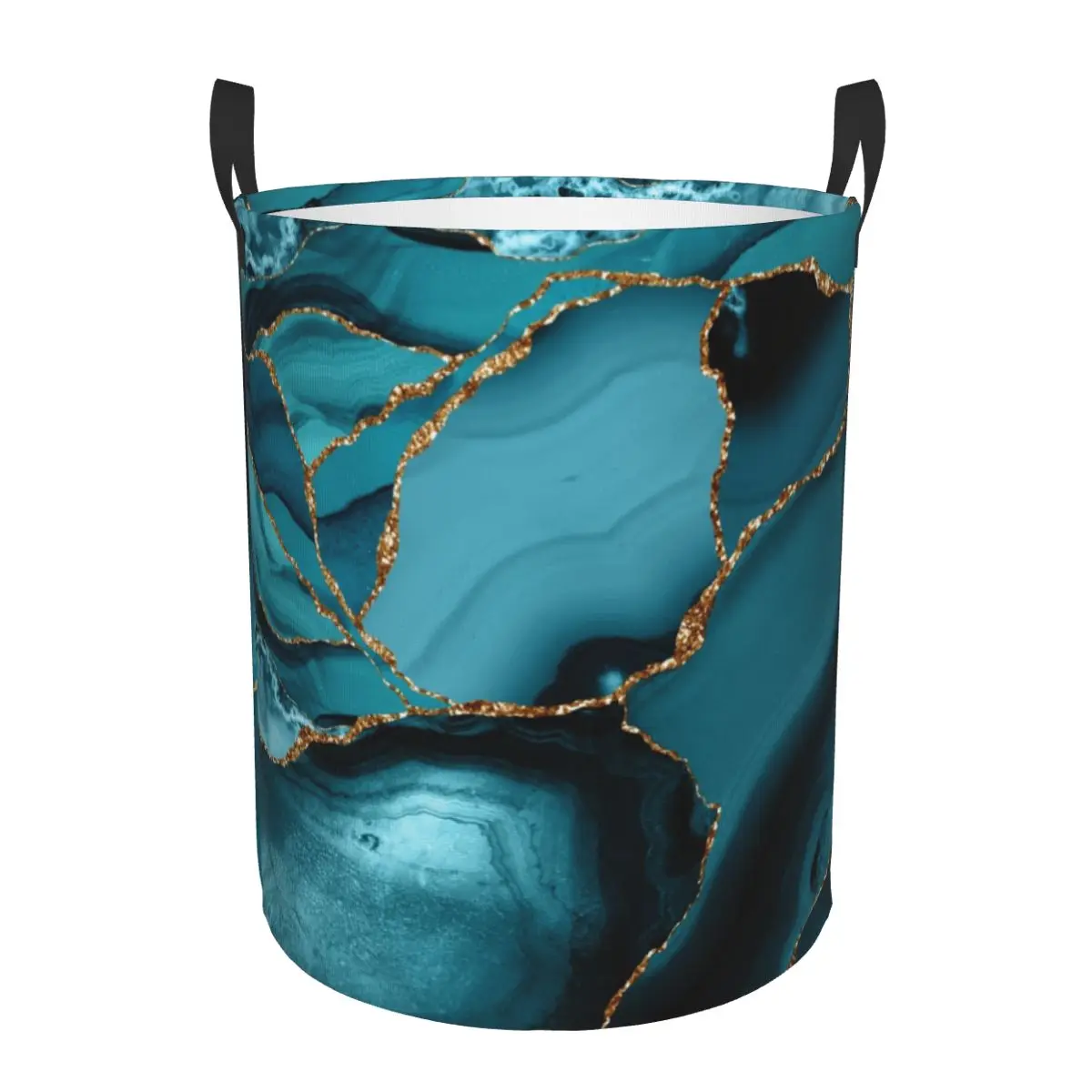 Custom Teal And Gold Marble La - огляд і ціна Baby Nursery Laundry Hamper