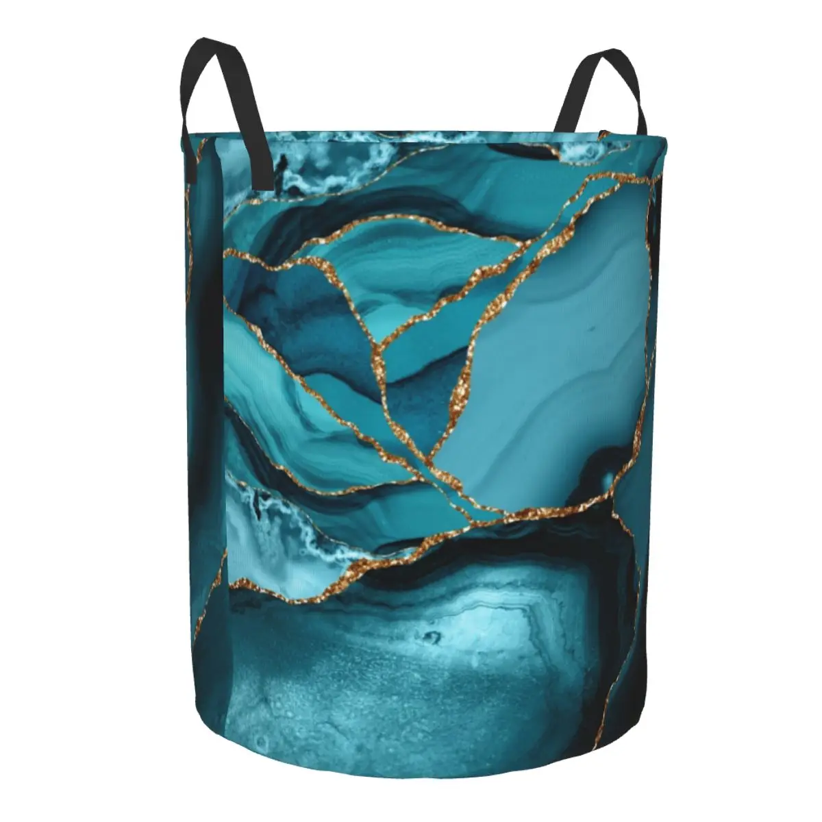 Custom Teal And Gold Marble La - огляд і ціна Baby Nursery Laundry Hamper