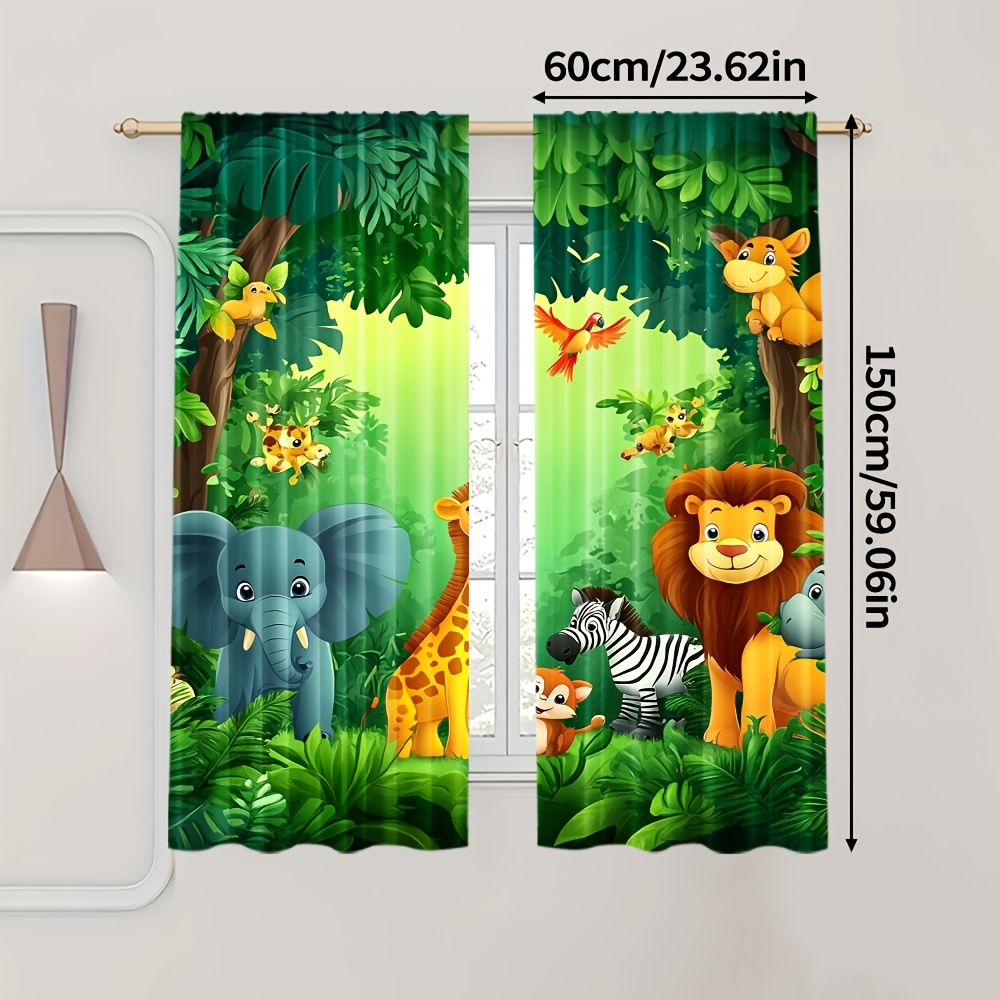 2pcs Cartoon Animal Curtains J - огляд і ціна Baby Nursery Jungle Animals