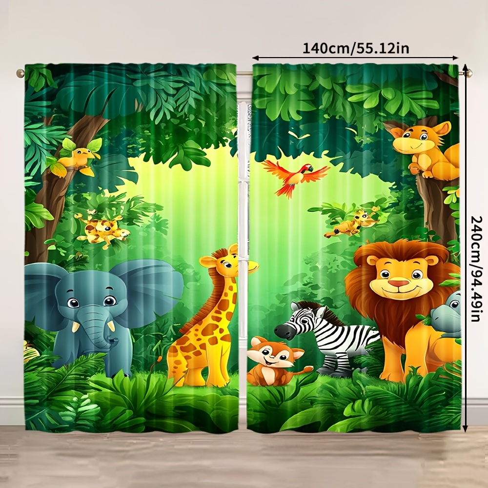 2pcs Cartoon Animal Curtains J - огляд і ціна Baby Nursery Jungle Animals