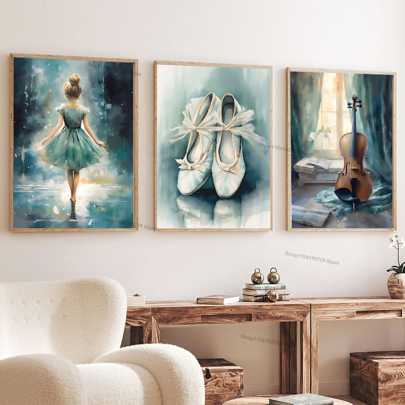 Watercolor Ballet Girl Shoes C - огляд і ціна Baby Nursery Modern