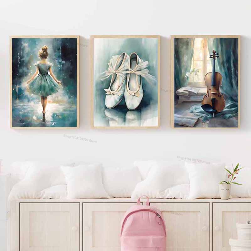 Watercolor Ballet Girl Shoes C - огляд і ціна Baby Nursery Modern