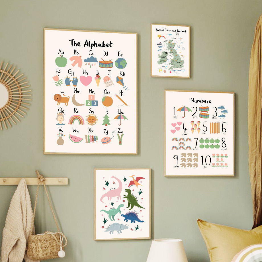 Animal World Map Dinosaur Alph - огляд і ціна Baby Nursery Animal Prints