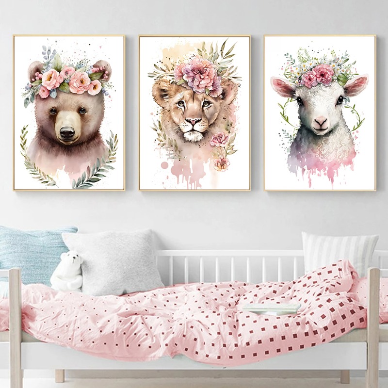 Watercolor Cute Baby Animals w - огляд і ціна Baby Nursery Animal Prints