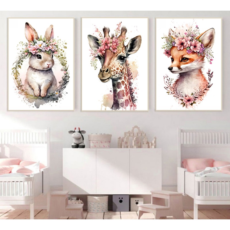 Watercolor Cute Baby Animals w - огляд і ціна Baby Nursery Animal Prints