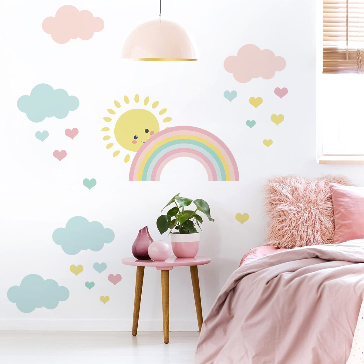 Cartoon Sun Rainbow Clouds Wal - огляд і ціна Baby Nursery Murals