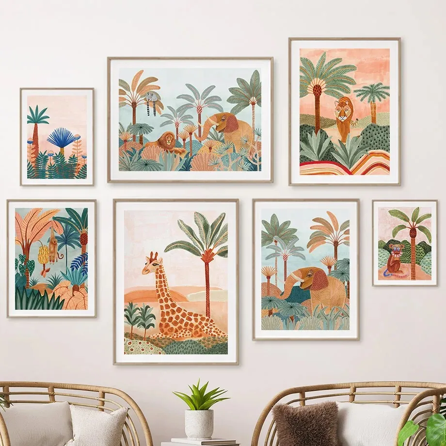 Boho Jungle Animals Tiger Monk - огляд і ціна Baby Nursery Jungle Animals