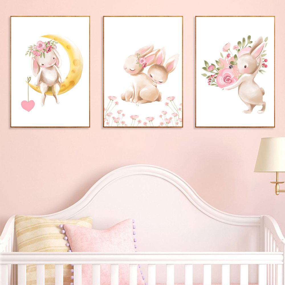 Rabbit animal print, pink flow - огляд і ціна Baby Nursery Pink