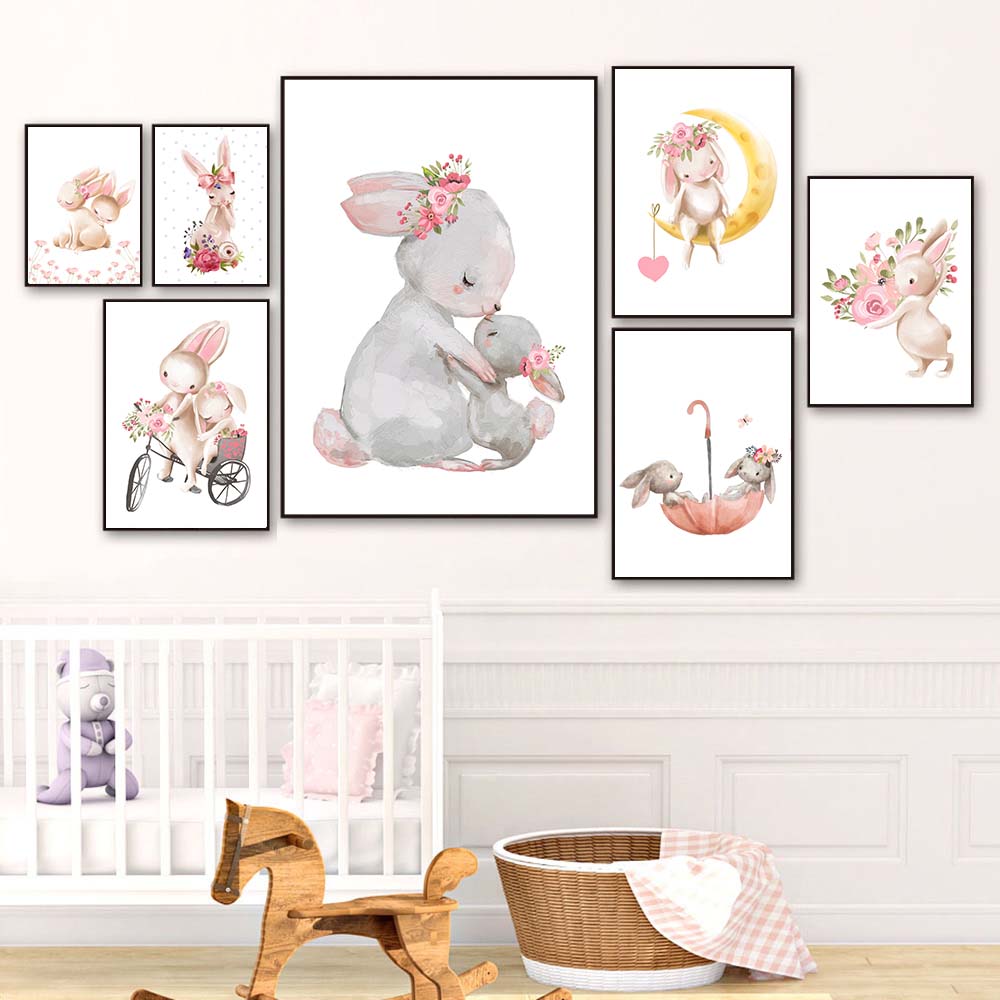 Rabbit animal print, pink flow - огляд і ціна Baby Nursery Pink