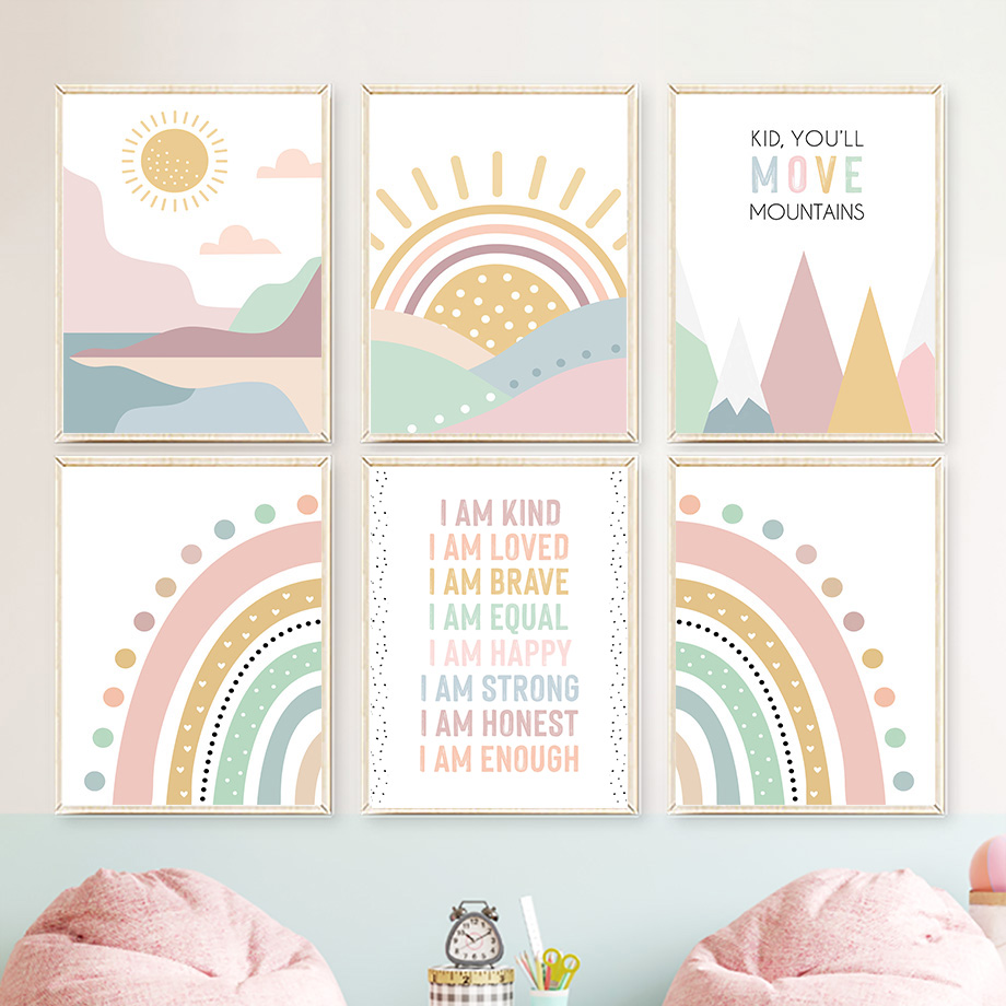 Pink Mountain Sun Rainbow Quot - огляд і ціна Baby Nursery Pink