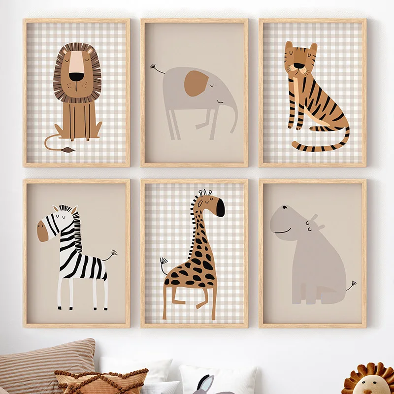 1PC Frameless Lion Tiger Eleph - огляд і ціна Baby Nursery Jungle Animals
