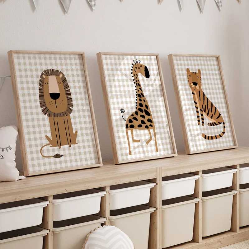 1PC Frameless Lion Tiger Eleph - огляд і ціна Baby Nursery Jungle Animals