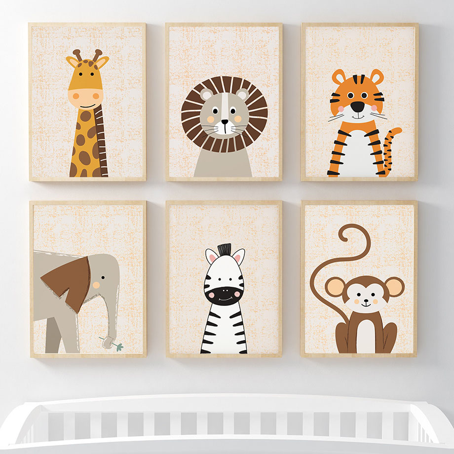 Lion Giraffe Elephant Zebra Mo - огляд і ціна Baby Nursery Jungle Animals