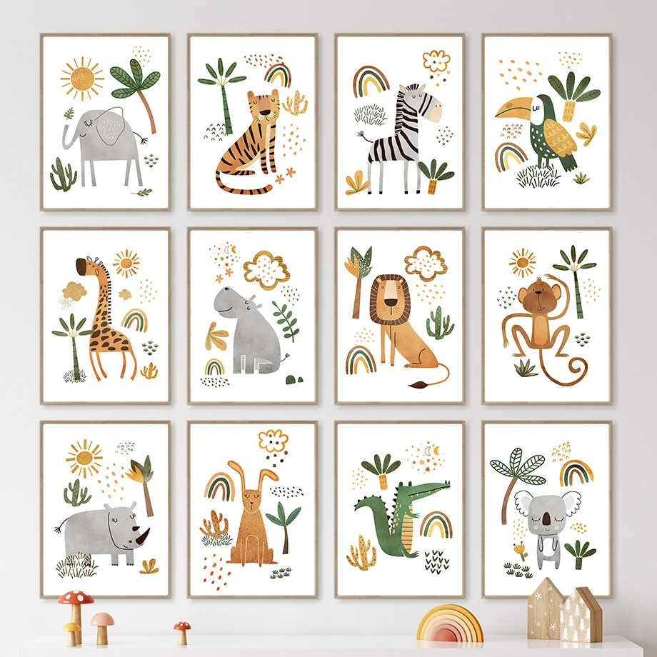 Giraffe Elephant Tiger Zebra T - огляд і ціна Baby Nursery Jungle Animals
