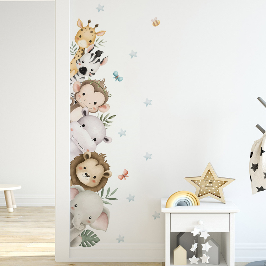 Door Stickers Watercolor Cute  - огляд і ціна Baby Nursery Jungle Animals