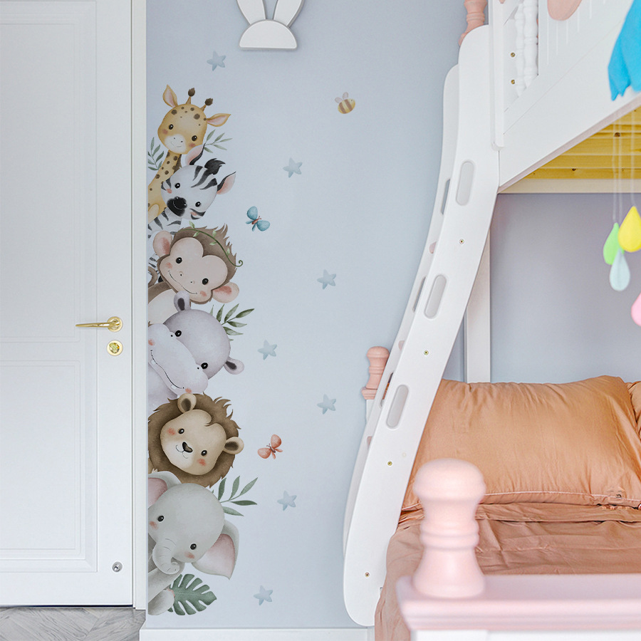Door Stickers Watercolor Cute  - огляд і ціна Baby Nursery Jungle Animals